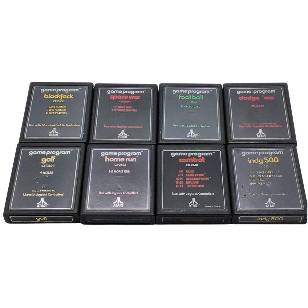 Atari 2600 Game Cartridge Lot 8 Blackjack Combat Indy 500 Black Original